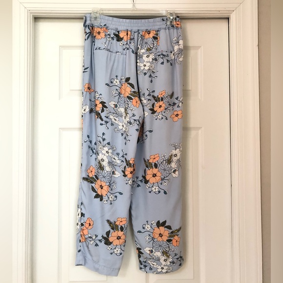 J. Crew Garden Floral Sky Blue Silky High-rise Pocket Pants - Picture 8 of 16